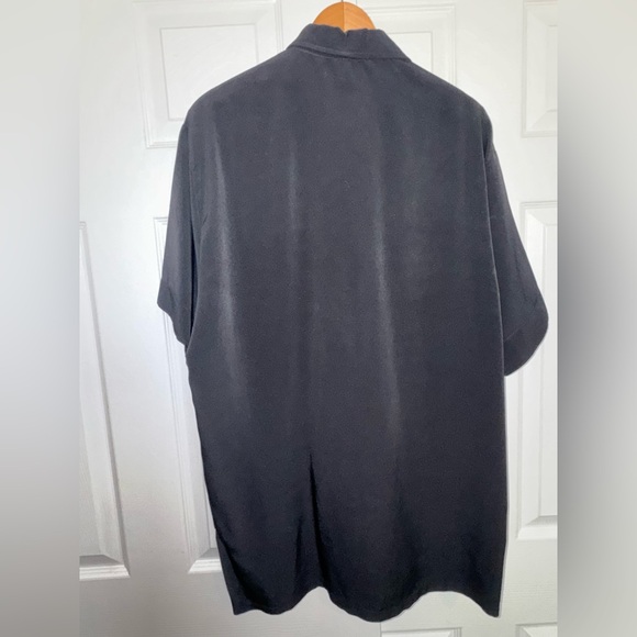 Versace Intensive Black Silk Jacquard Vintage Shirt Medusa Buttons Size 1X Y2K - Picture 10 of 14